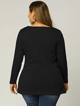 Agnes Orinda Women's Plus Size Blouses Long Sleeve V Neck